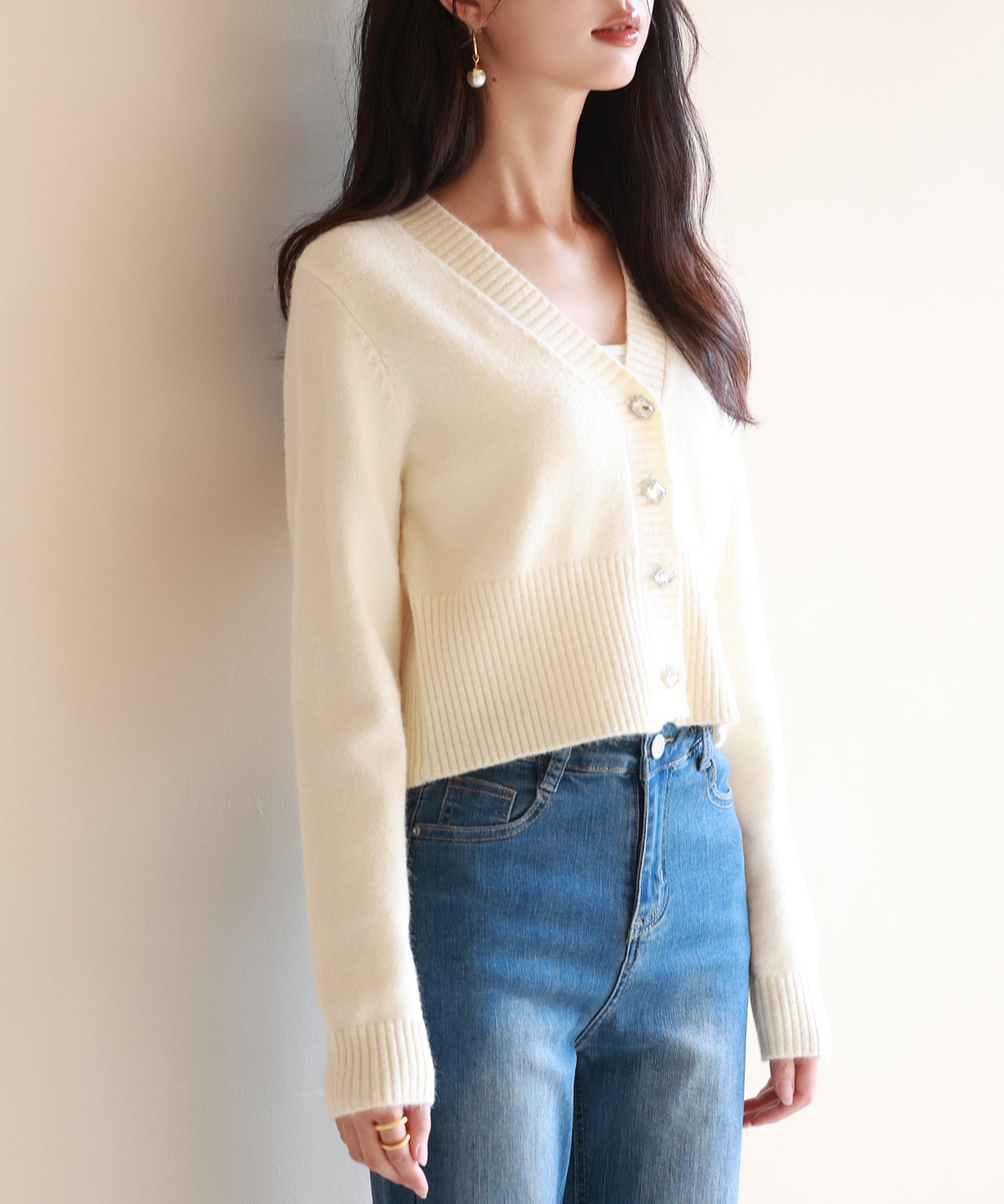 ビジューボタンニットカーディガンsdpxyf6529 アイボリー