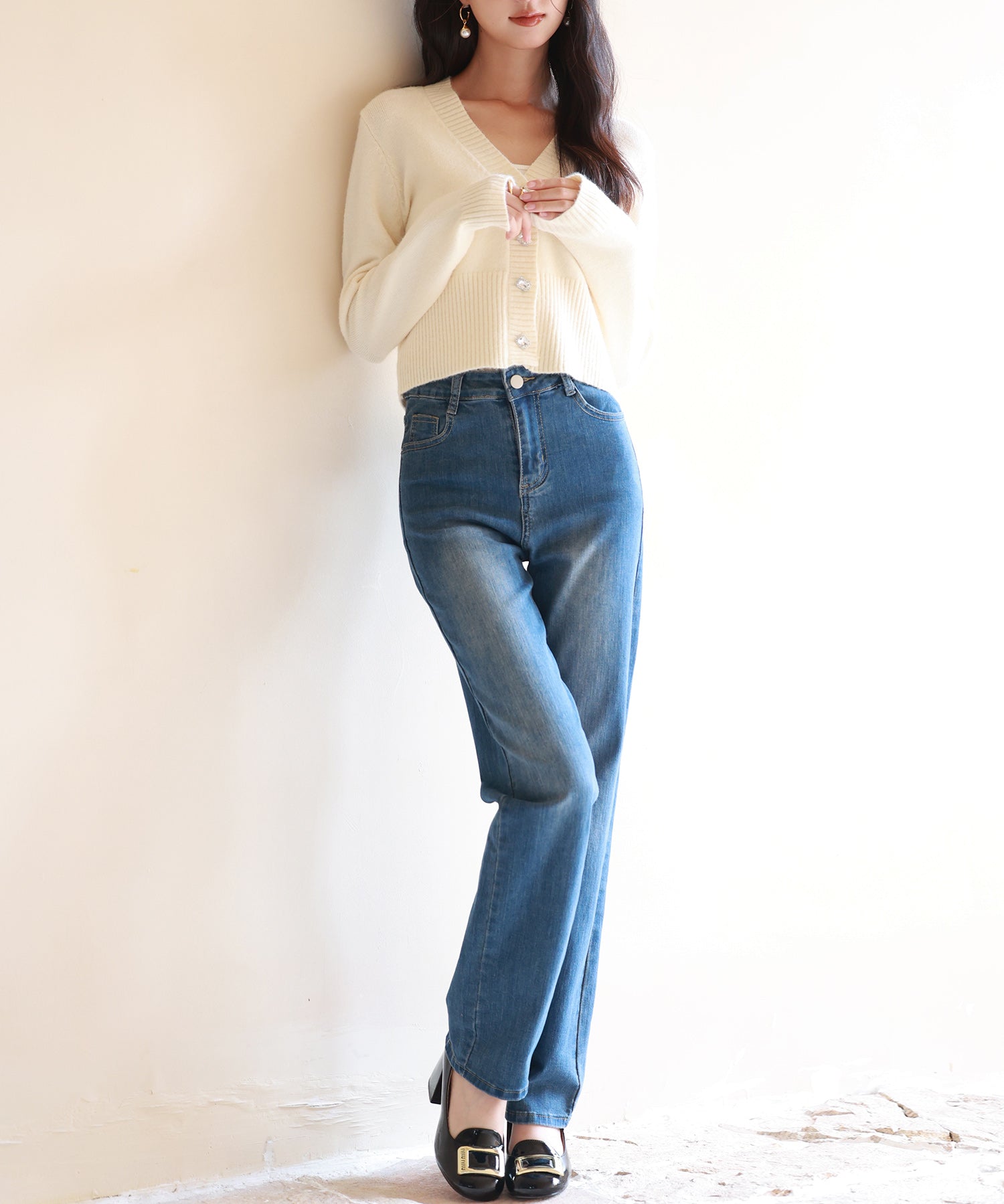 ビジューボタンニットカーディガンsdpxyf6529 アイボリー