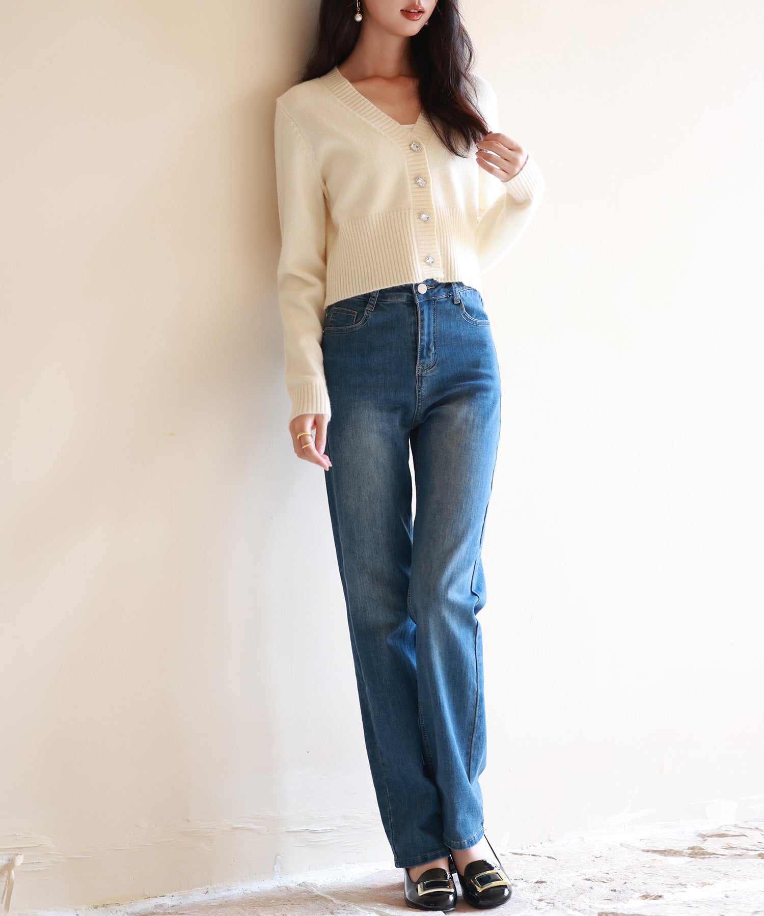 ビジューボタンニットカーディガンsdpxyf6529 アイボリー