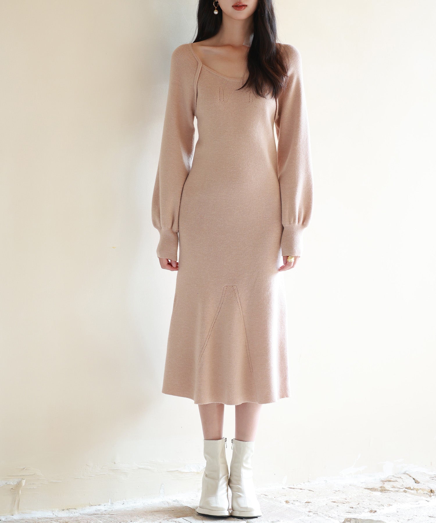 ナローシルエミモレ丈ニットワンピースsdpxyf6532-103-45
