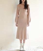 ナローシルエミモレ丈ニットワンピースsdpxyf6532-103-45