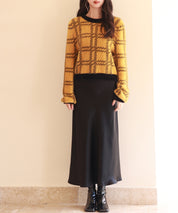 シャギー素材チェック編みニットプルオーバーsdpxyf6537 マスタード