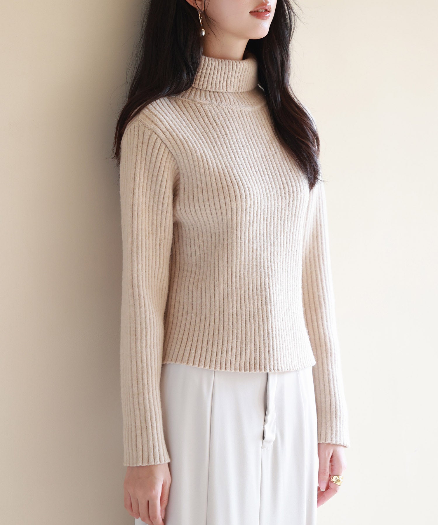 暖かい&着心地抜群タートルネックニットsdpxyf6538 ベージュ