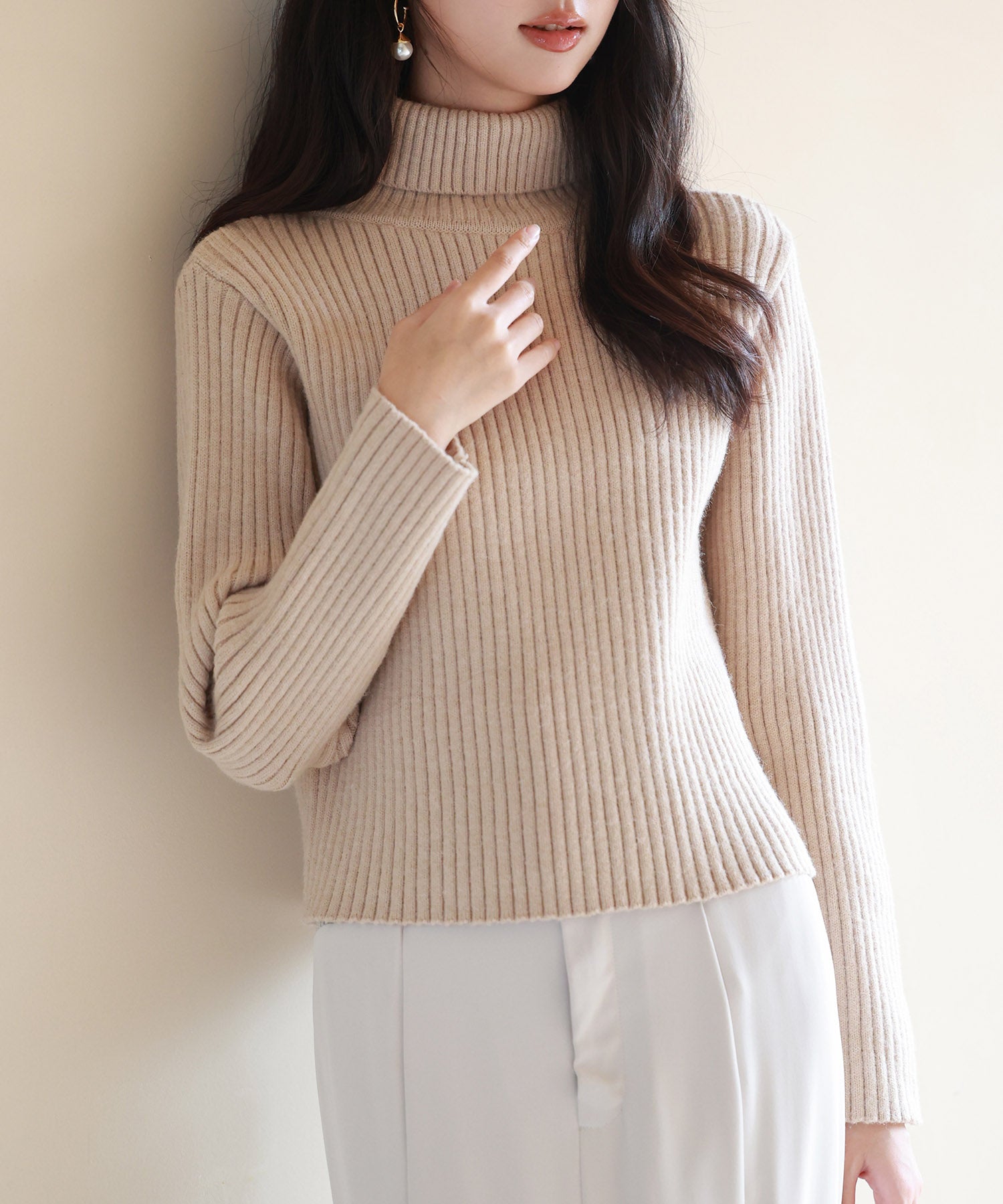 暖かい&着心地抜群タートルネックニットsdpxyf6538 ベージュ