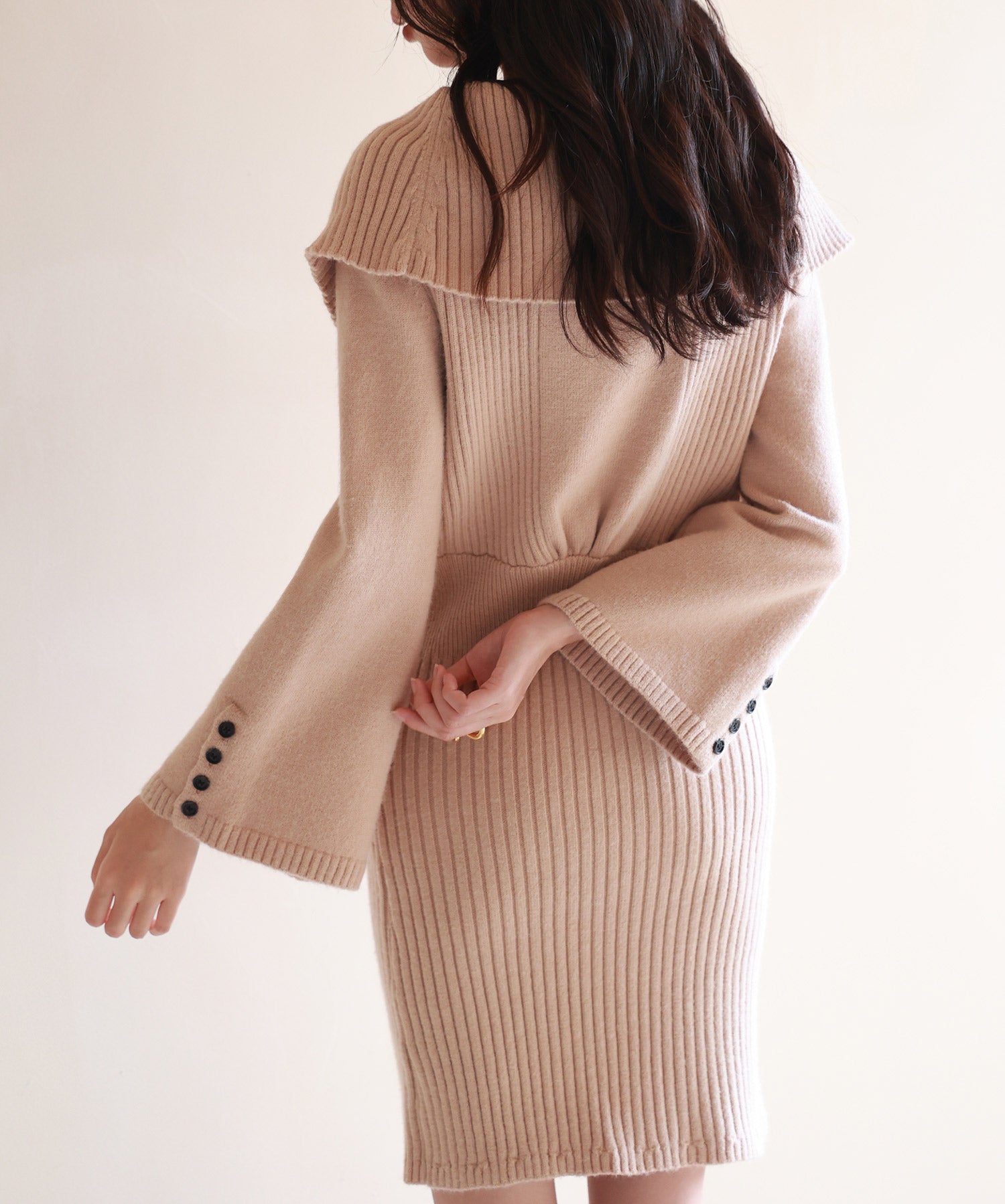 3wayネック膝上丈ニットワンピースsdpxyf6539 ブラウン