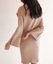 3wayネック膝上丈ニットワンピースsdpxyf6539 ブラウン