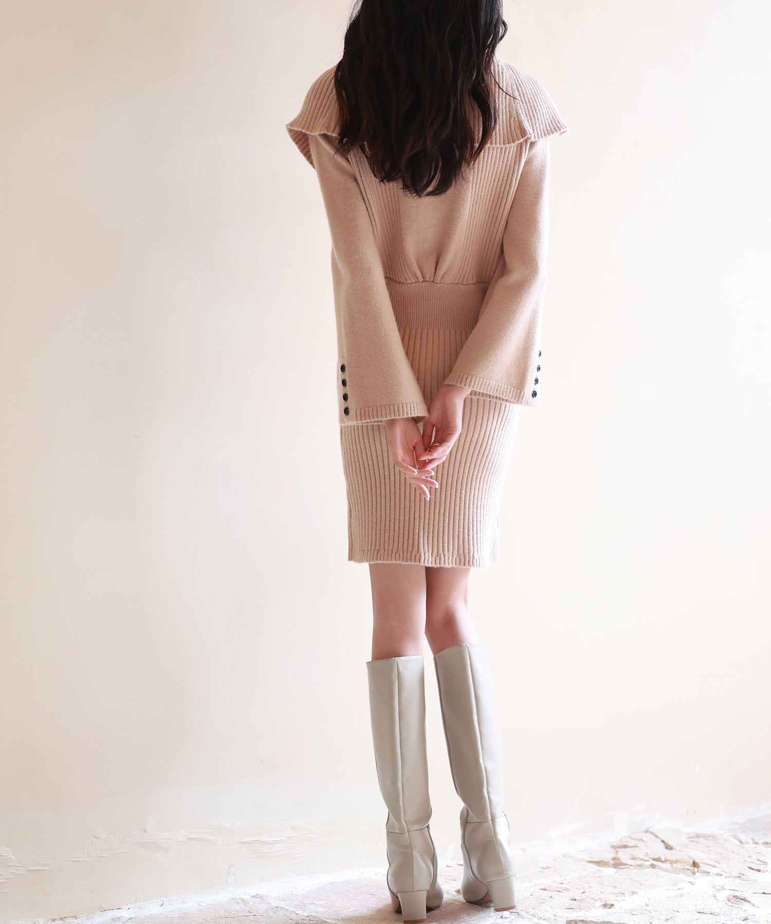 3wayネック膝上丈ニットワンピースsdpxyf6539 ブラウン