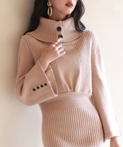 3wayネック膝上丈ニットワンピースsdpxyf6539 ブラウン