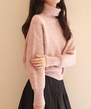 ドロップショルダータートルネックニットプルオーバーsdpxyf6550 ピンク