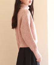 ドロップショルダータートルネックニットプルオーバーsdpxyf6550 ピンク