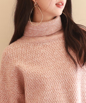 ドロップショルダータートルネックニットプルオーバーsdpxyf6550 ピンク