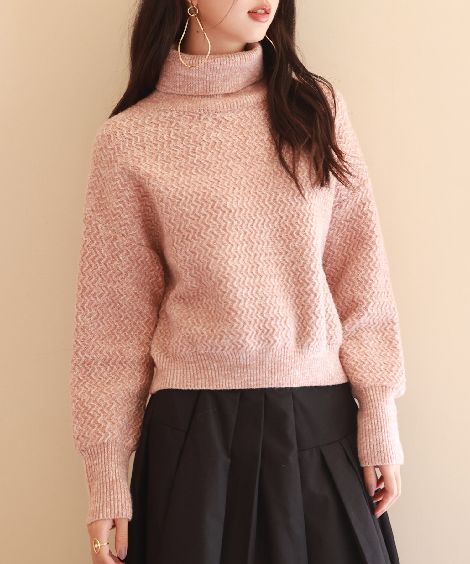 ドロップショルダータートルネックニットプルオーバーsdpxyf6550-103-26