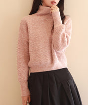 ドロップショルダータートルネックニットプルオーバーsdpxyf6550 ピンク