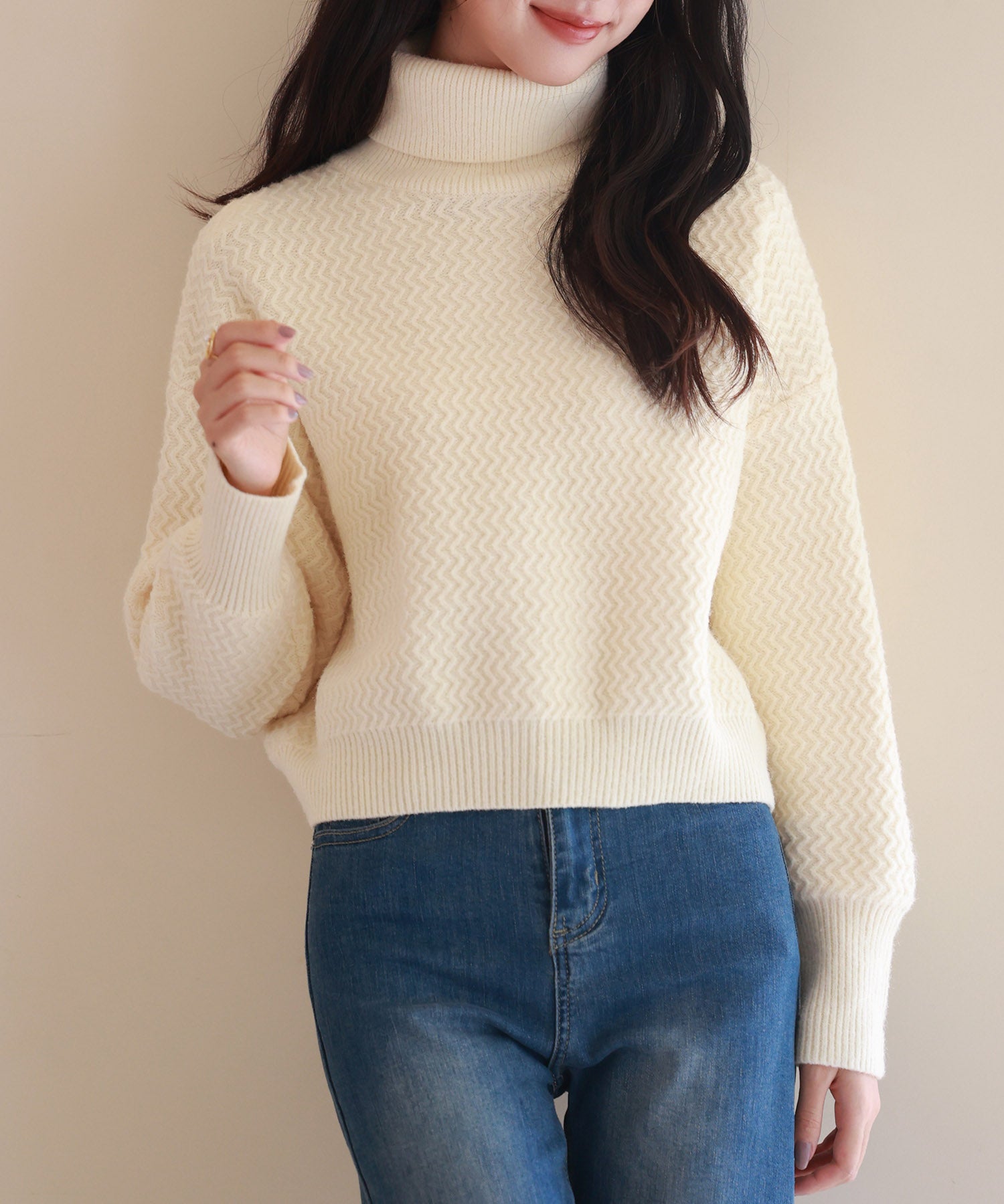 ドロップショルダータートルネックニットプルオーバーsdpxyf6550-103-38