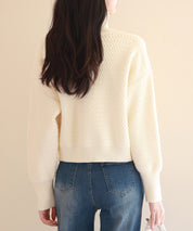 ドロップショルダータートルネックニットプルオーバーsdpxyf6550 アイボリー