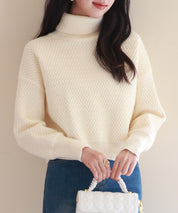 ドロップショルダータートルネックニットプルオーバーsdpxyf6550 アイボリー