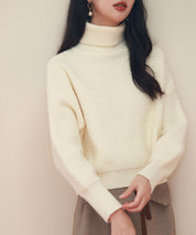 ドロップショルダータートルネックニットプルオーバーsdpxyf6550 アイボリー