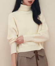 ドロップショルダータートルネックニットプルオーバーsdpxyf6550 アイボリー