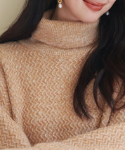 ドロップショルダータートルネックニットプルオーバーsdpxyf6550 ライトブラウン