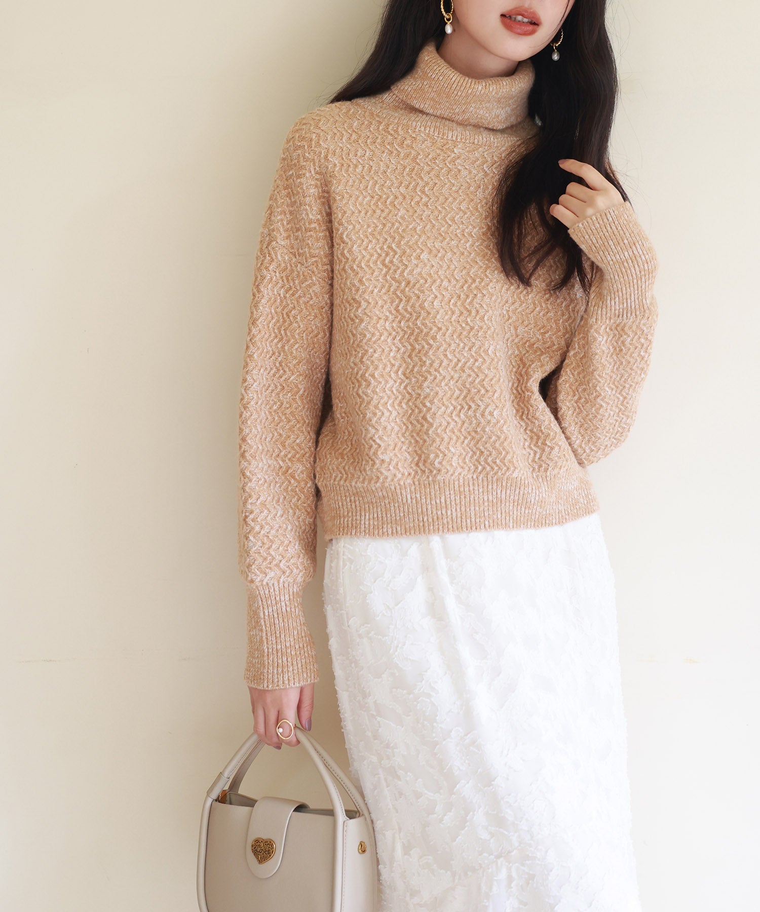 ドロップショルダータートルネックニットプルオーバーsdpxyf6550-103-45