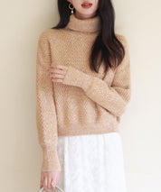 ドロップショルダータートルネックニットプルオーバーsdpxyf6550 ライトブラウン