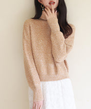 ドロップショルダータートルネックニットプルオーバーsdpxyf6550 ライトブラウン