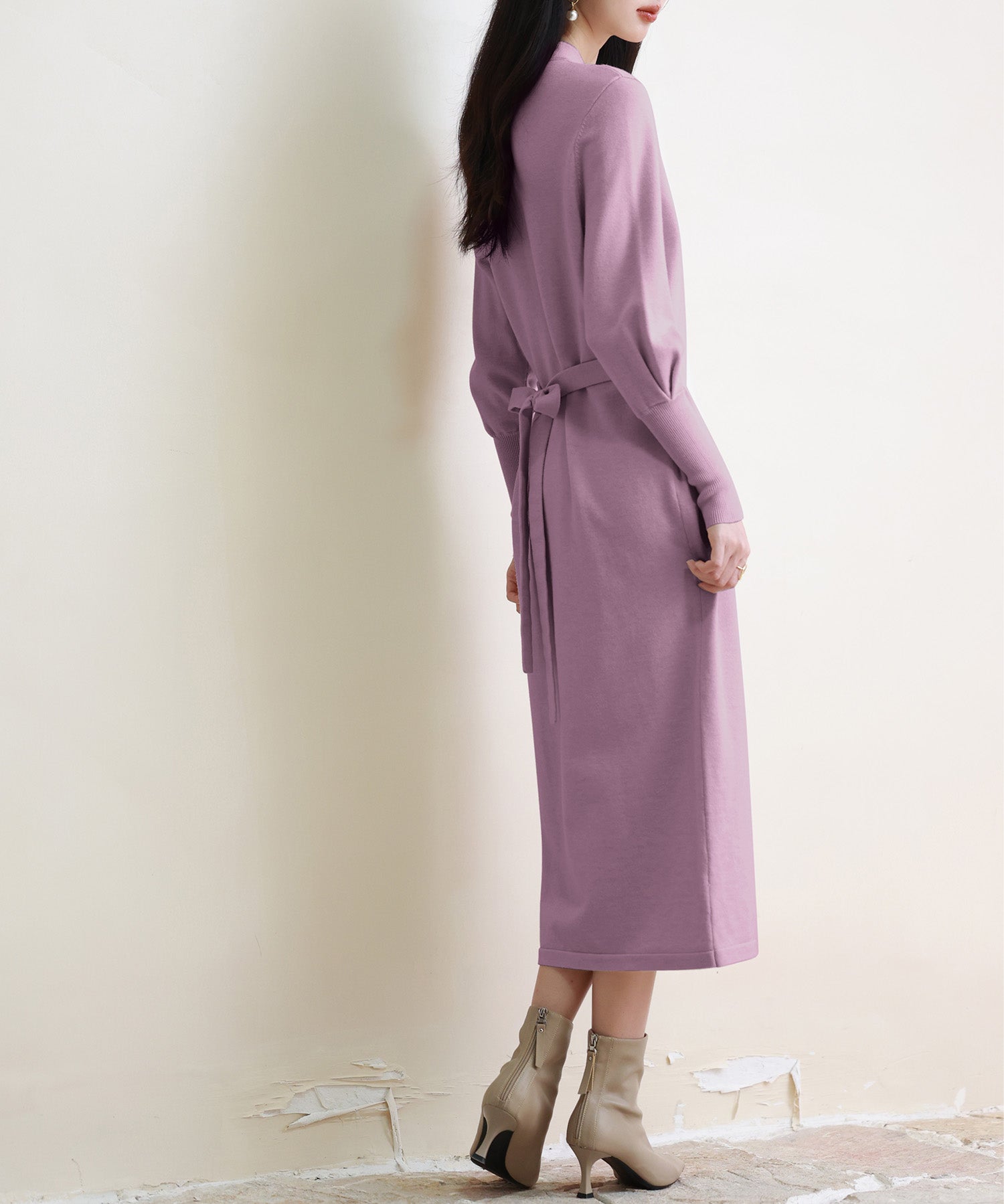 ハイゲージ編み長袖ニットワンピースsdpxyf6560