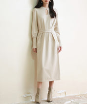 ハイゲージ編み長袖ニットワンピースsdpxyf6560-103-14