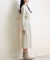 ハイゲージ編み長袖ニットワンピースsdpxyf6560 ベージュ