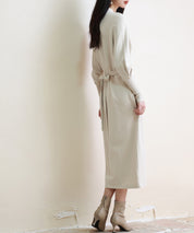 ハイゲージ編み長袖ニットワンピースsdpxyf6560 ベージュ