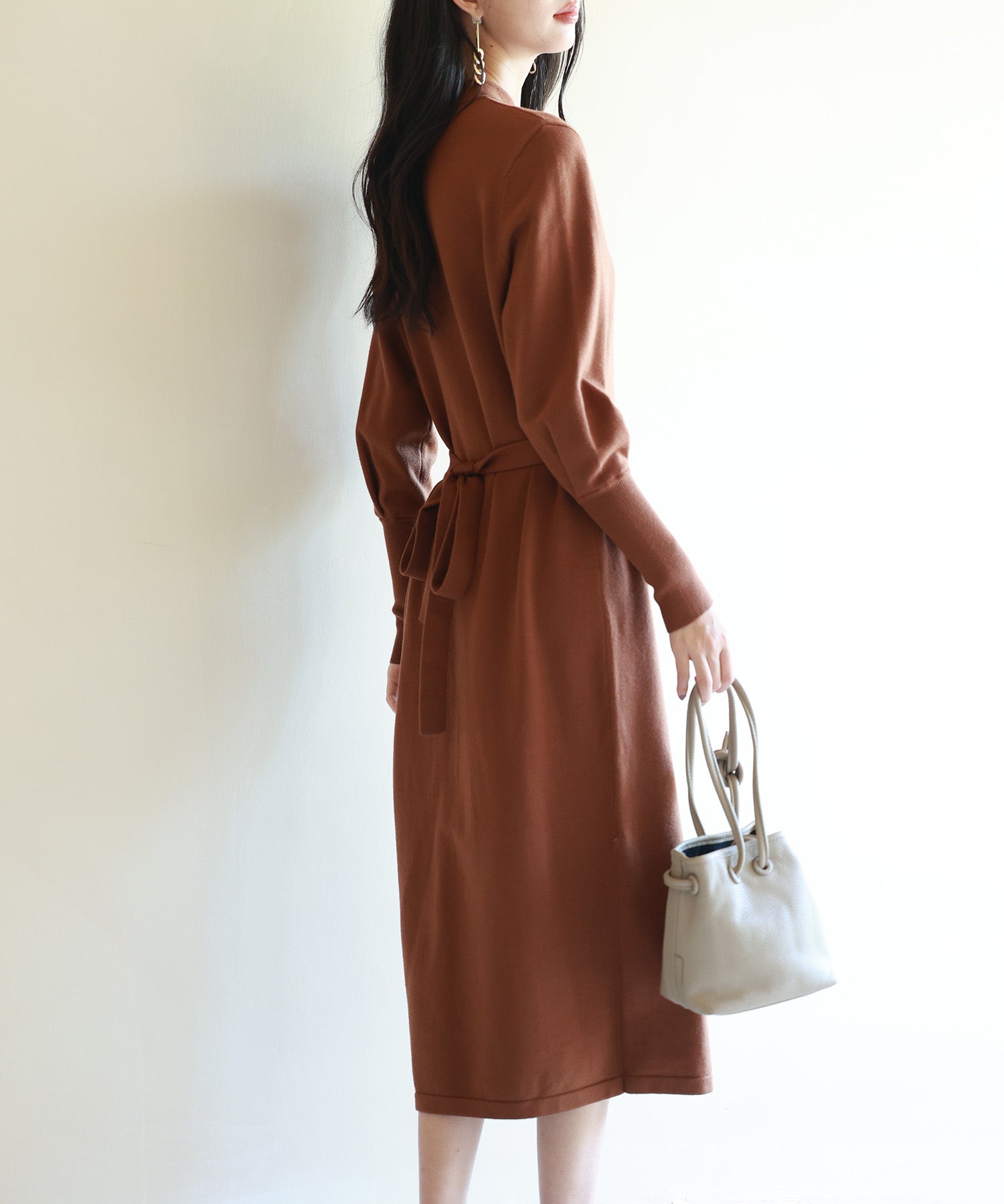 ハイゲージ編み長袖ニットワンピースsdpxyf6560