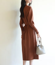 ハイゲージ編み長袖ニットワンピースsdpxyf6560