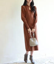 ハイゲージ編み長袖ニットワンピースsdpxyf6560