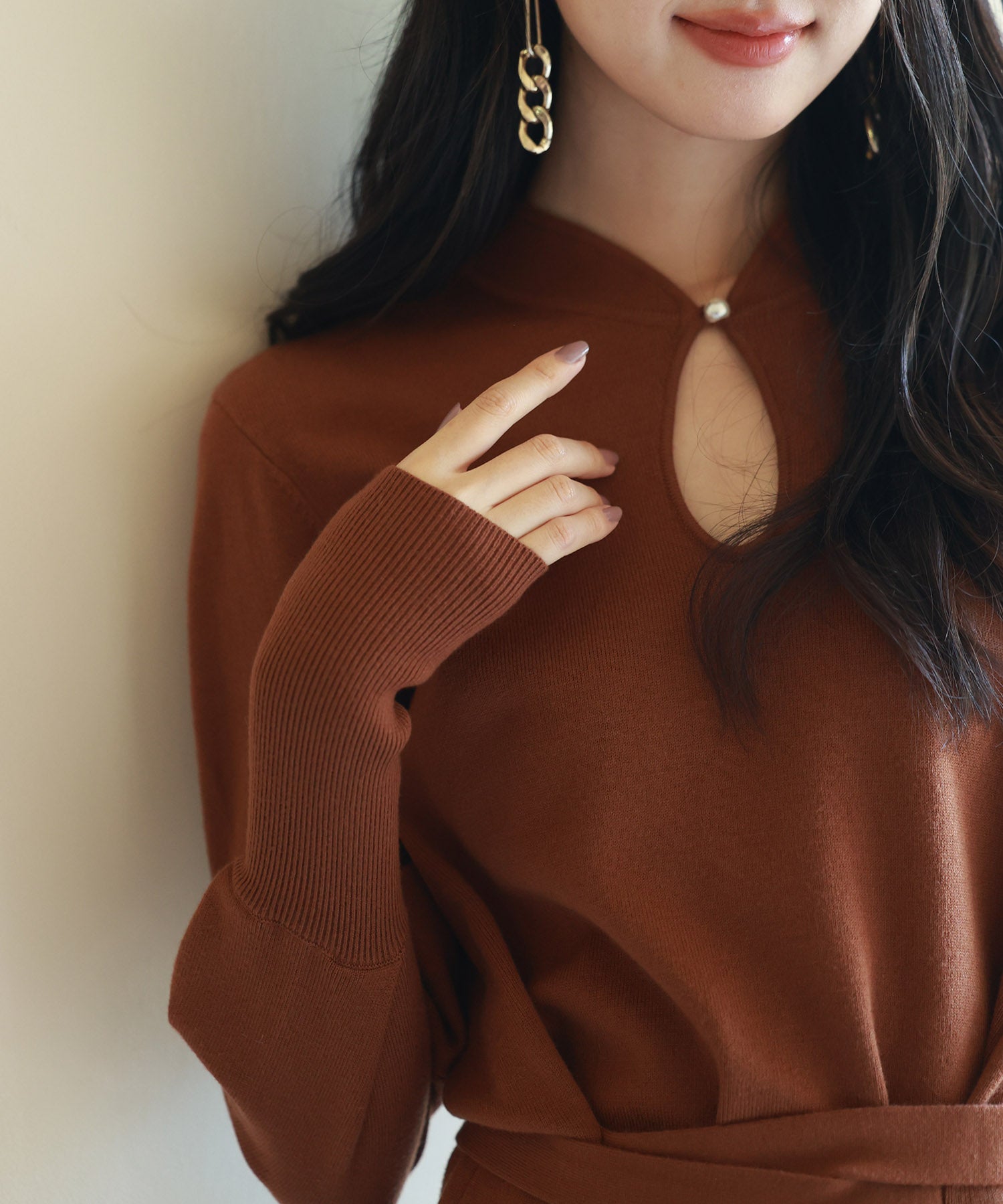 ハイゲージ編み長袖ニットワンピースsdpxyf6560