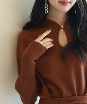 ハイゲージ編み長袖ニットワンピースsdpxyf6560