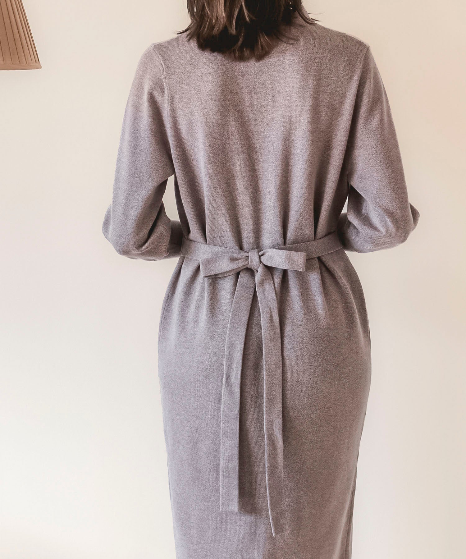 ハイゲージ編み長袖ニットワンピースsdpxyf6560 グレイッシュベージュ