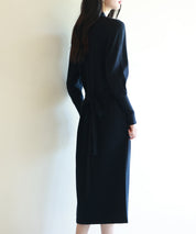 ハイゲージ編み長袖ニットワンピースsdpxyf6560 ブラック