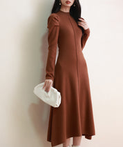 ギャザースリーブプチハイネックニットワンピースsdpxyf6565 ブラウン