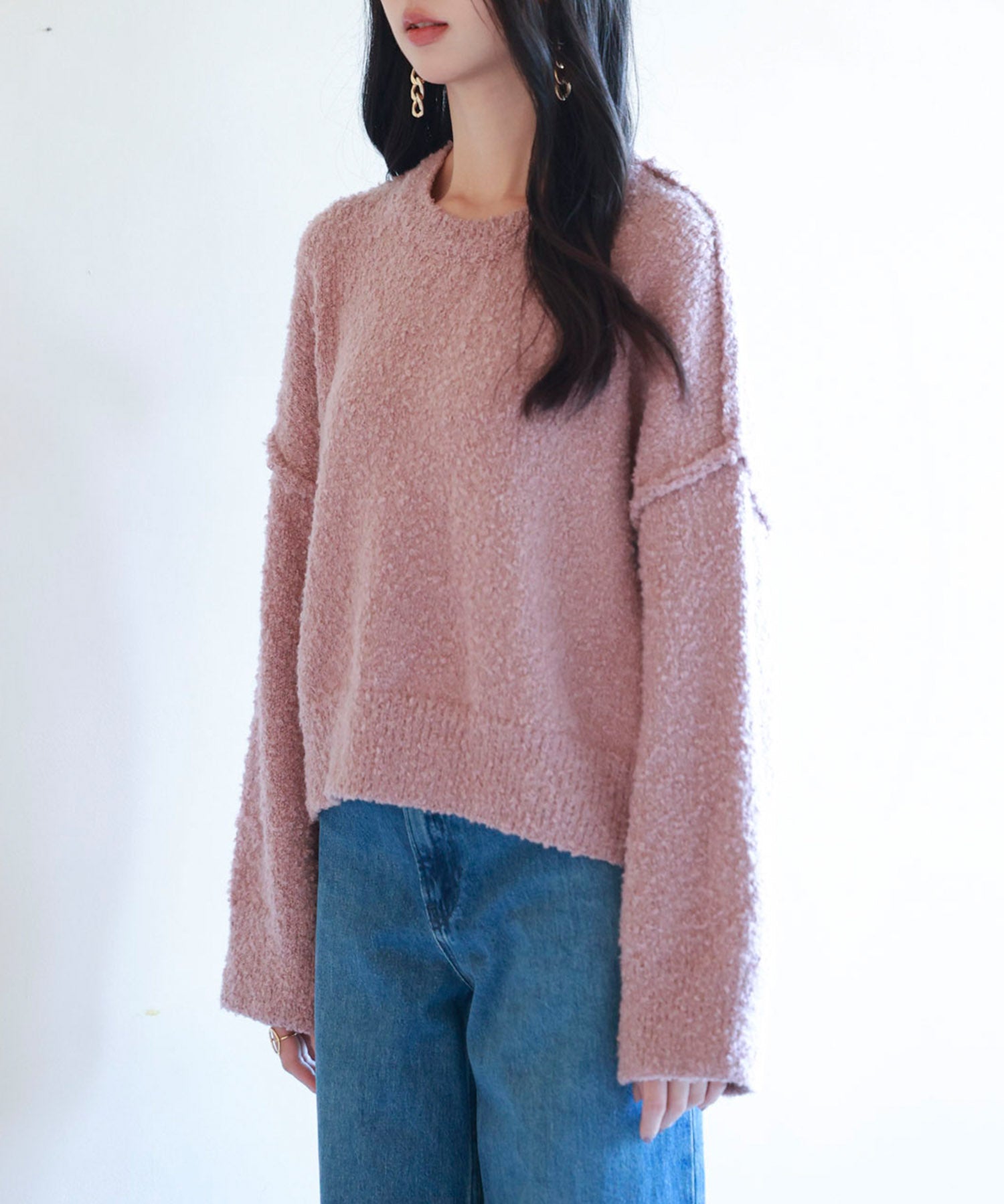 ドロップショルダーニットプルオーバーsdpxyf6569 ラベンダー