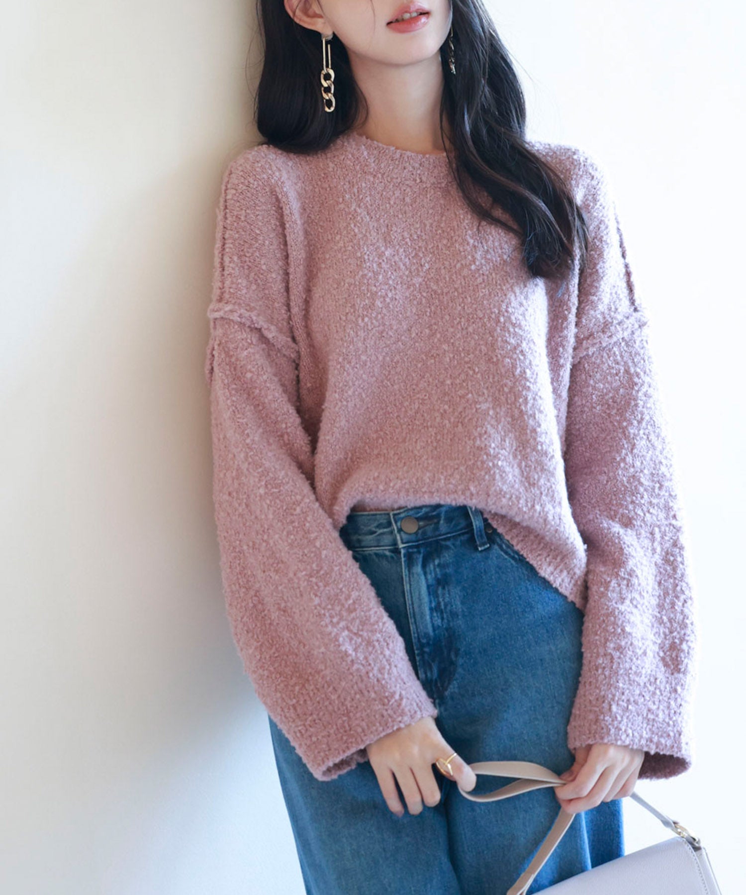 ドロップショルダーニットプルオーバーsdpxyf6569 ラベンダー