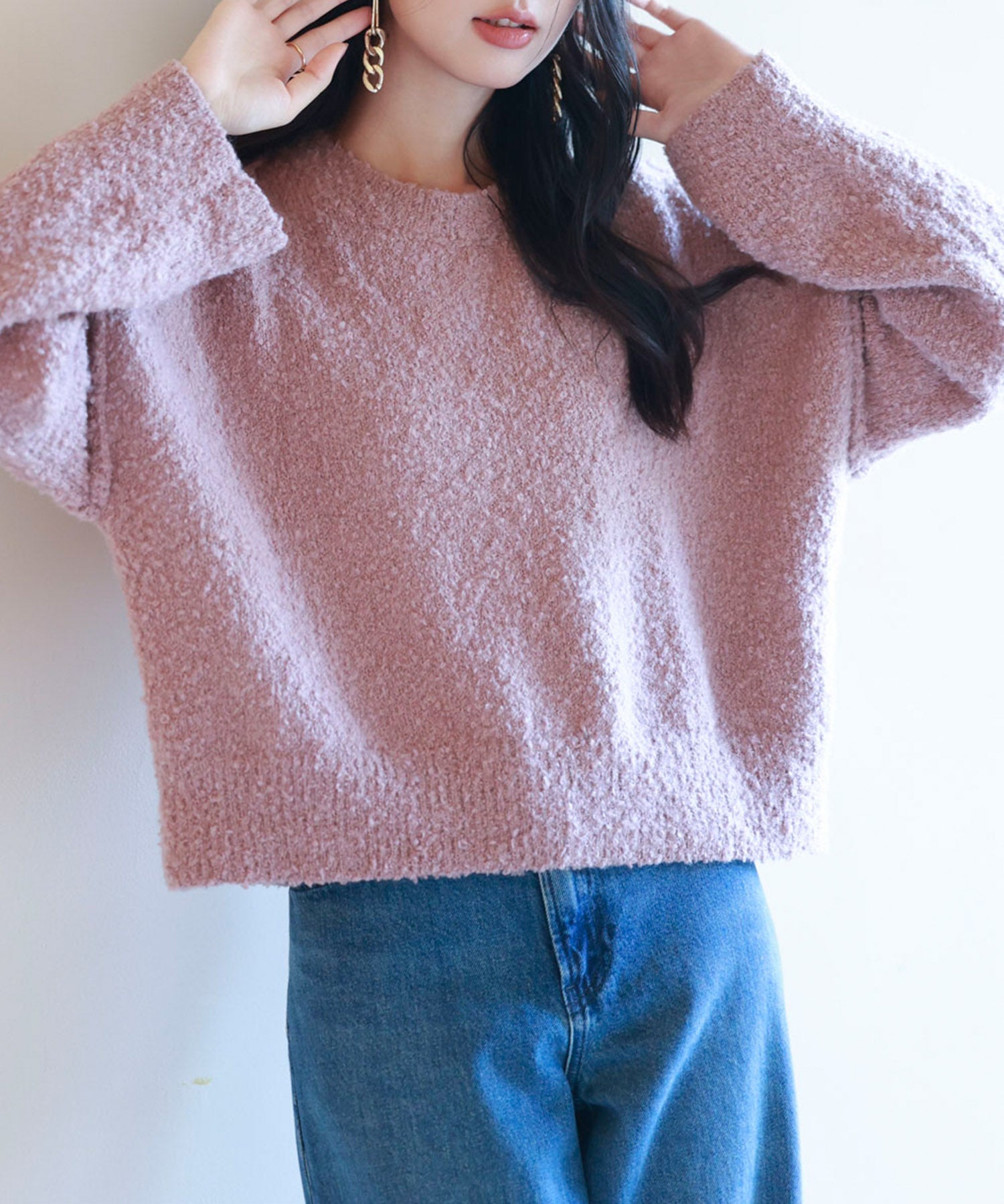 ドロップショルダーニットプルオーバーsdpxyf6569 ラベンダー