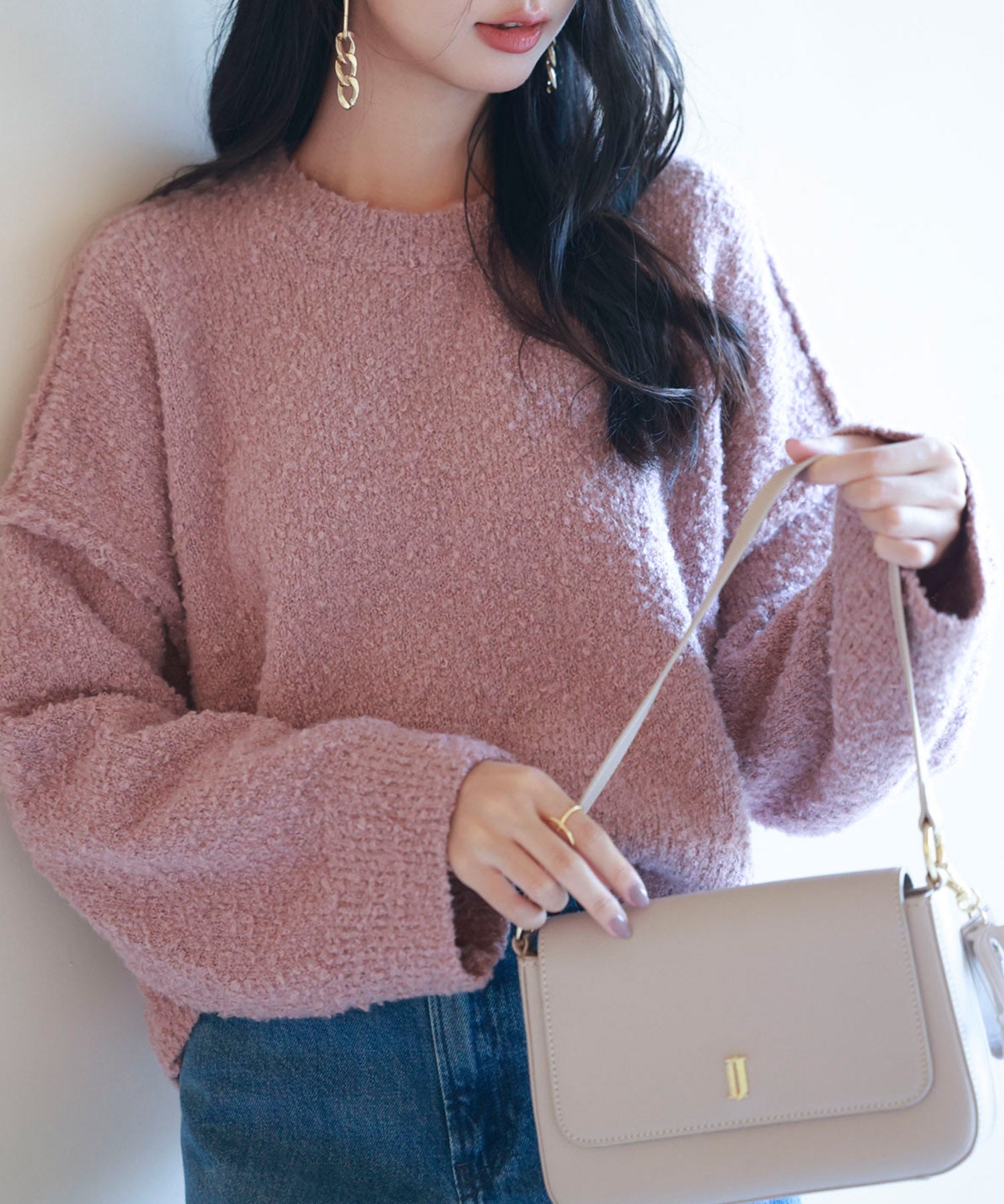 ドロップショルダーニットプルオーバーsdpxyf6569 ラベンダー