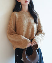 ドロップショルダーニットプルオーバーsdpxyf6569 ブラウン