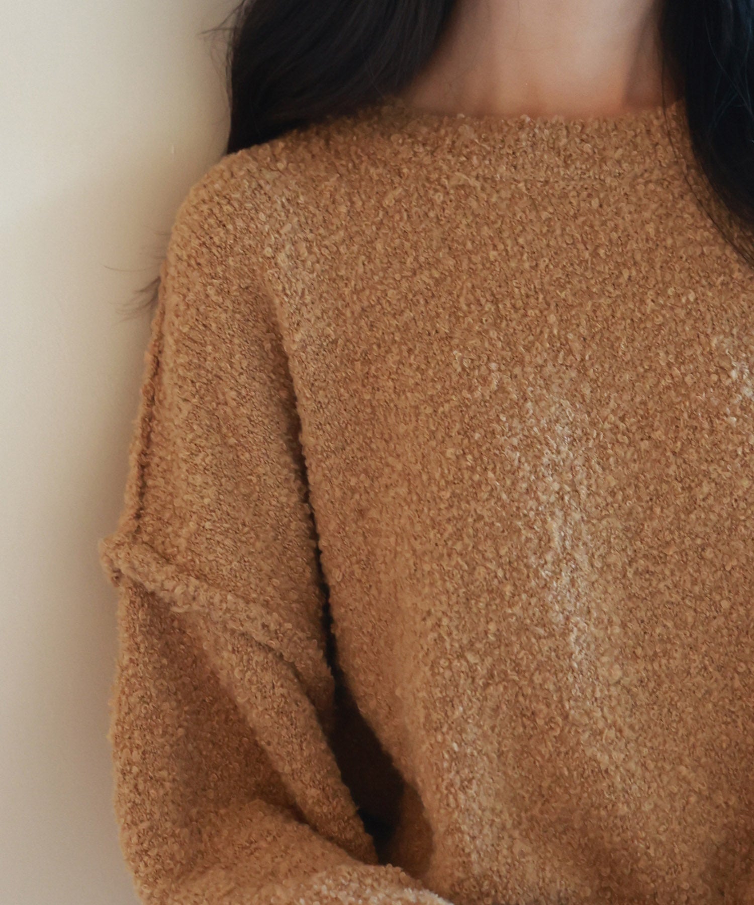 ドロップショルダーニットプルオーバーsdpxyf6569 ブラウン