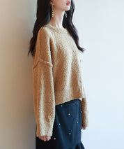 ドロップショルダーニットプルオーバーsdpxyf6569 ブラウン