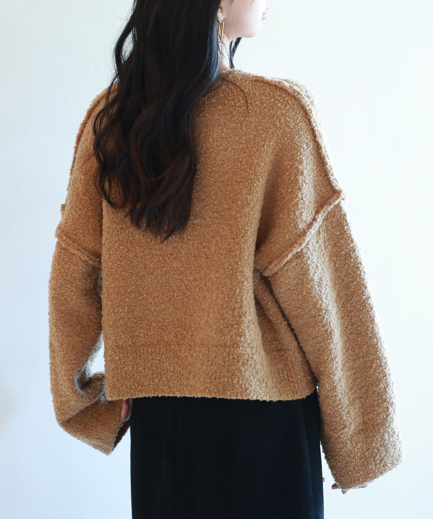 ドロップショルダーニットプルオーバーsdpxyf6569 ブラウン