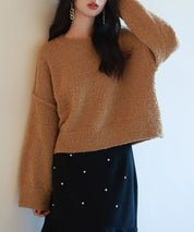 ドロップショルダーニットプルオーバーsdpxyf6569 ブラウン