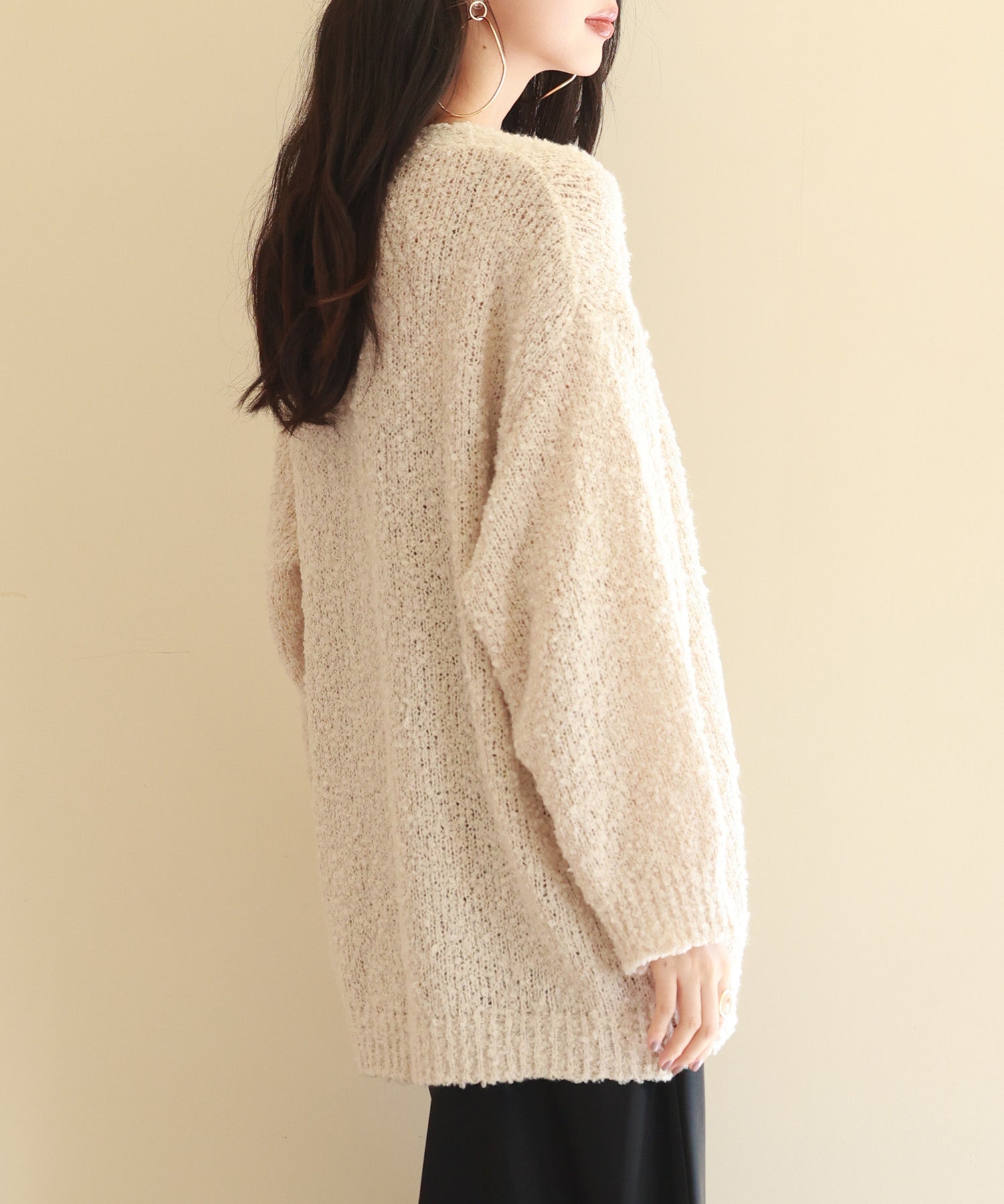 ドロップショルダーニットカーディガンsdpxyf6576 ベージュ