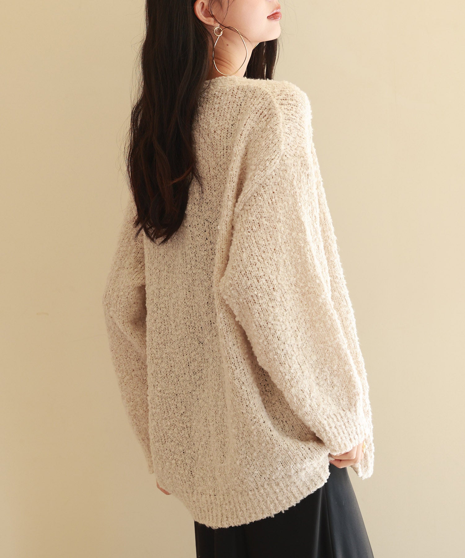 ドロップショルダーニットカーディガンsdpxyf6576 ベージュ