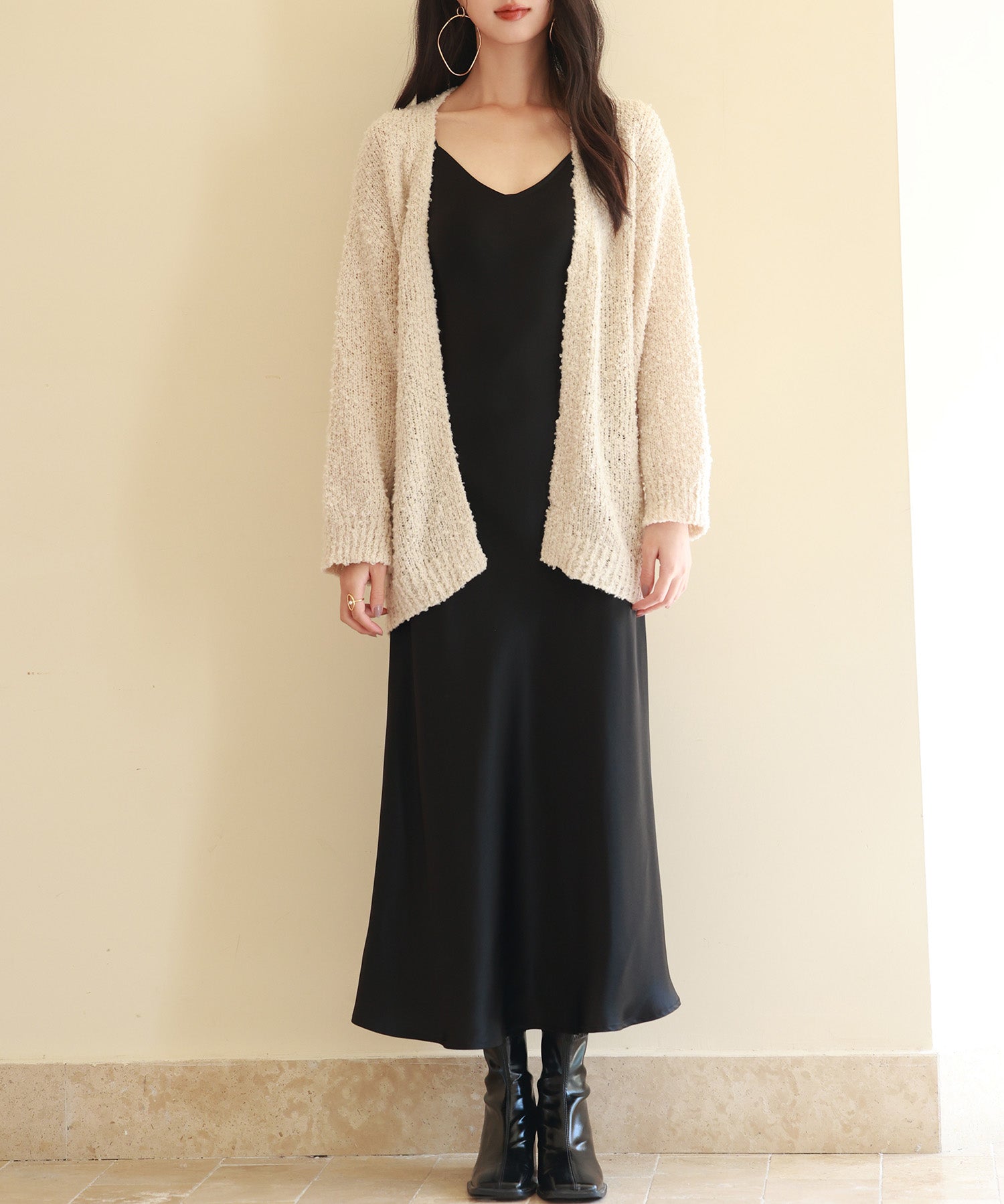 ドロップショルダーニットカーディガンsdpxyf6576 ベージュ